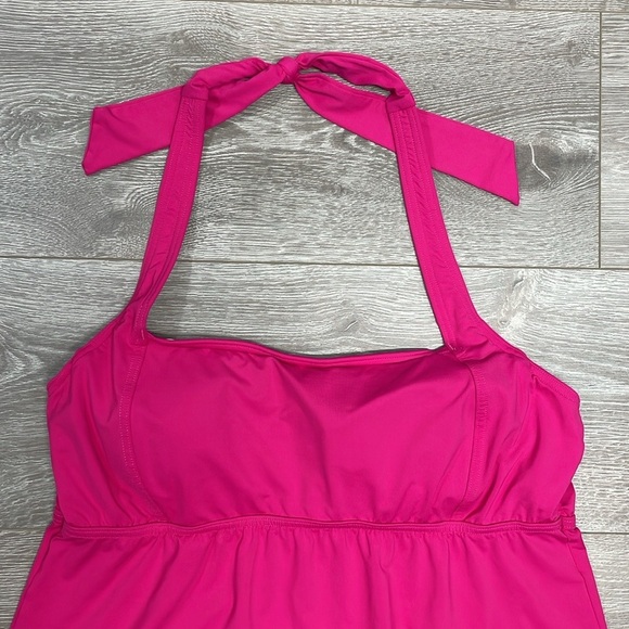 Lands’ End Pink Swim Dress Underwire Halter Top Coverup Tankini Swimsuit 12 - Picture 2 of 13